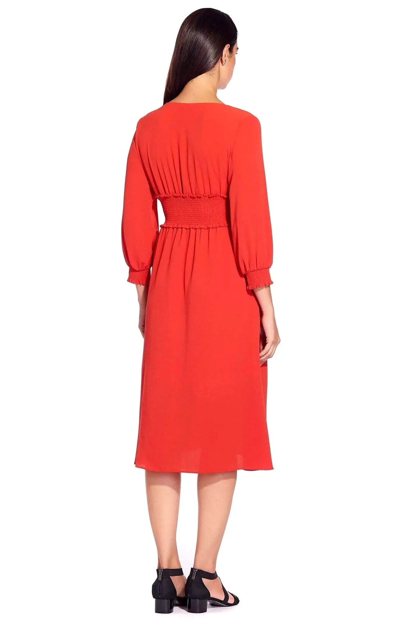 Adrianna Papell - AP1D103500 Long Sleeve V-neck Ruched A-line Dress