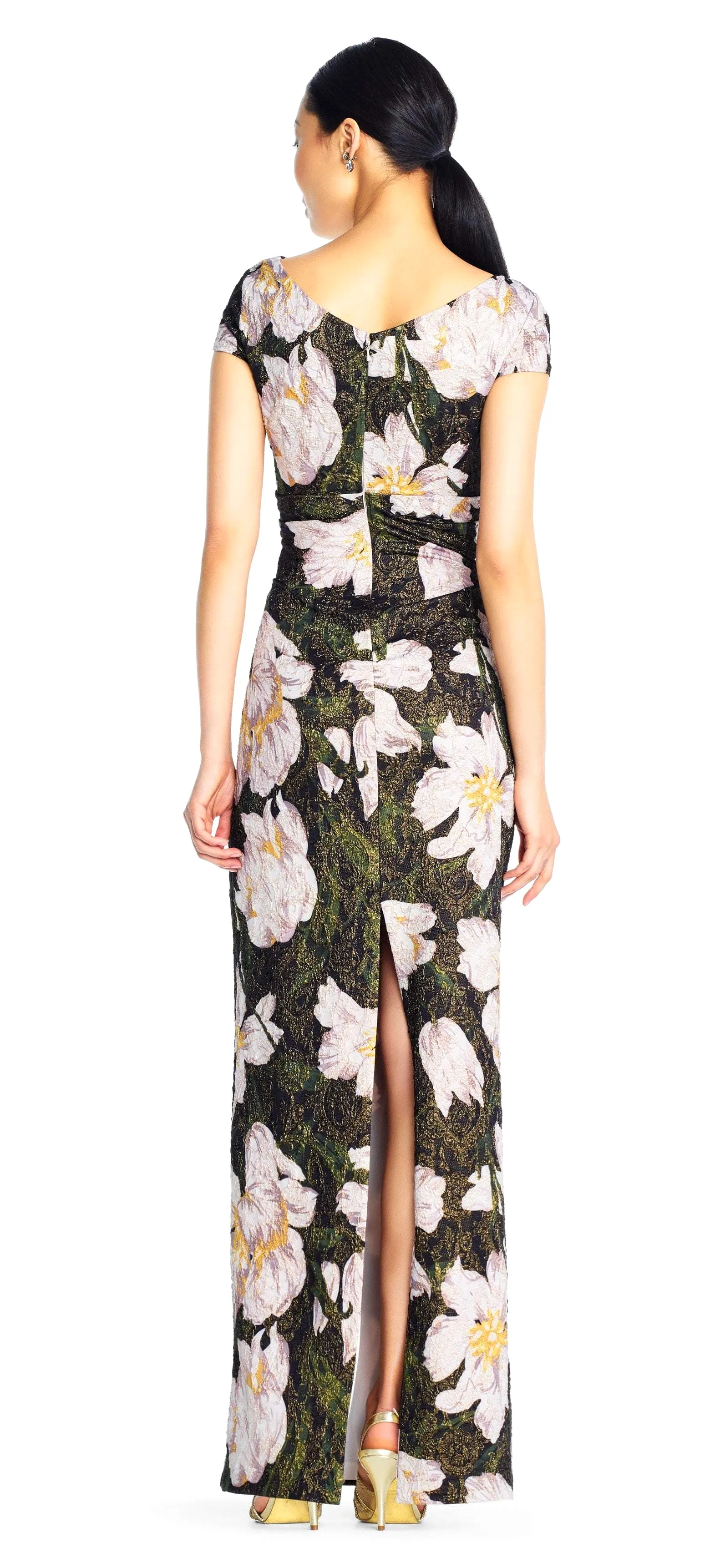 Adrianna Papell - AP1E203398 Floral Patterned Bateau Sheath Dress