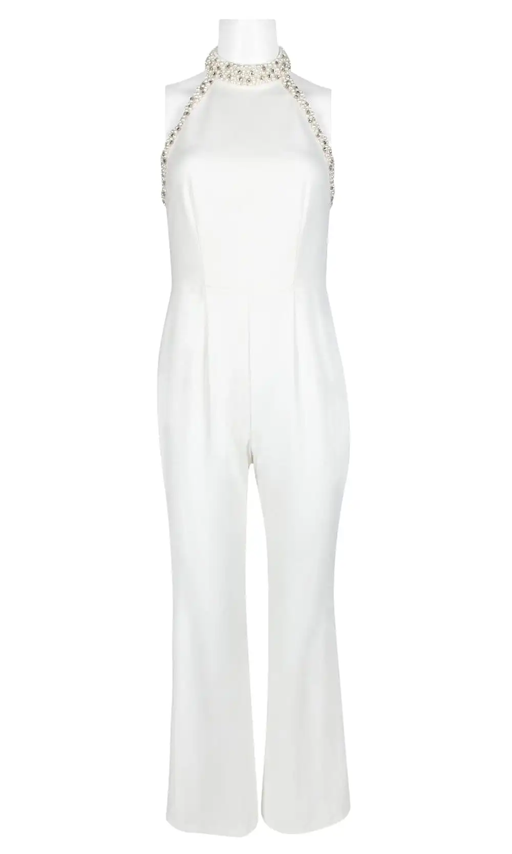 Adrianna Papell - AP1E204372 Pearl Beaded High Halter Jumpsuit