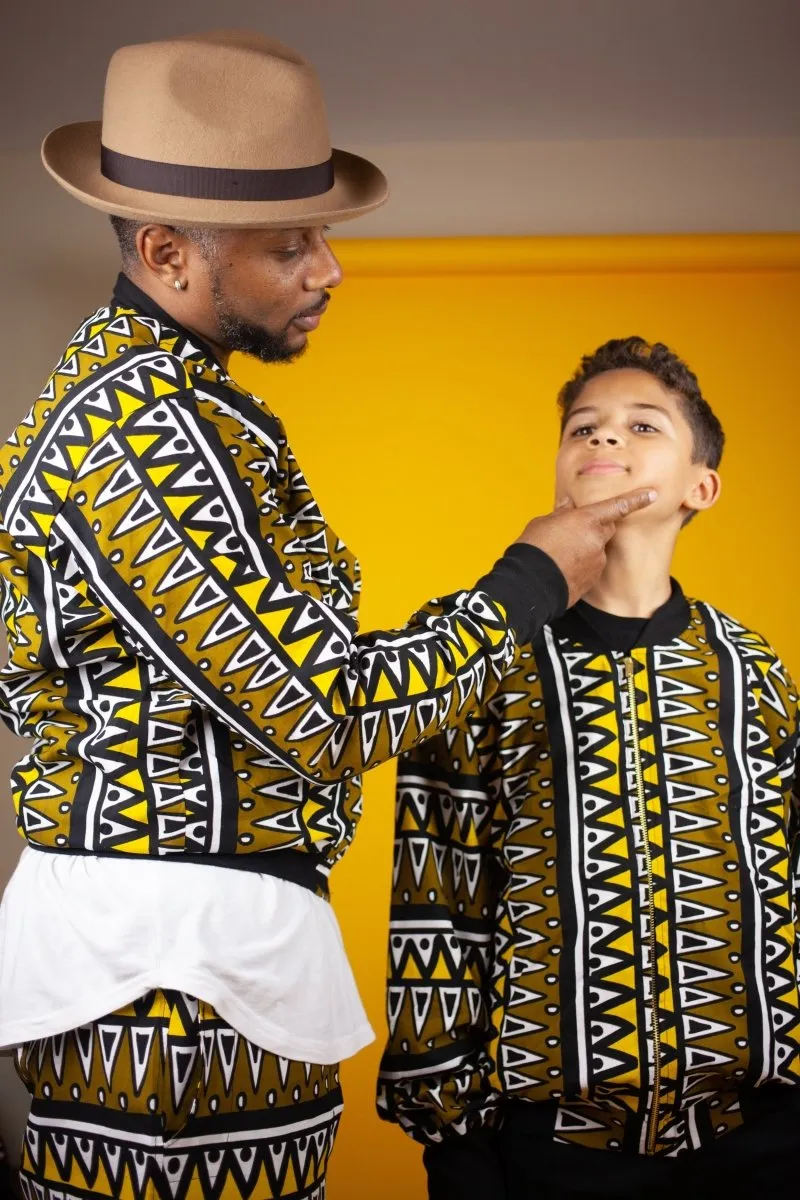 African Bomber Jacket In Mud Cloth