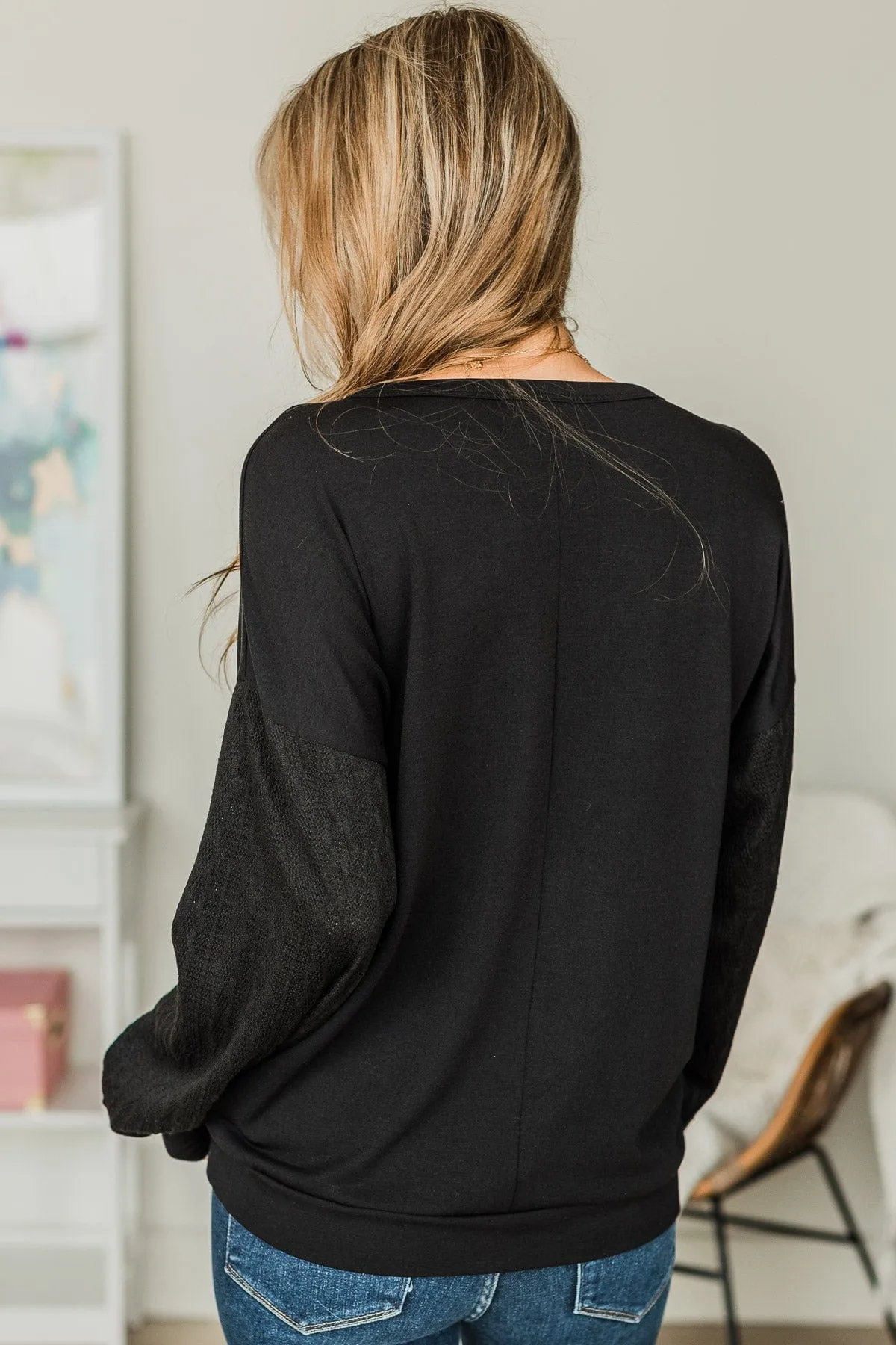 After Midnight Long Sleeve Top- Black