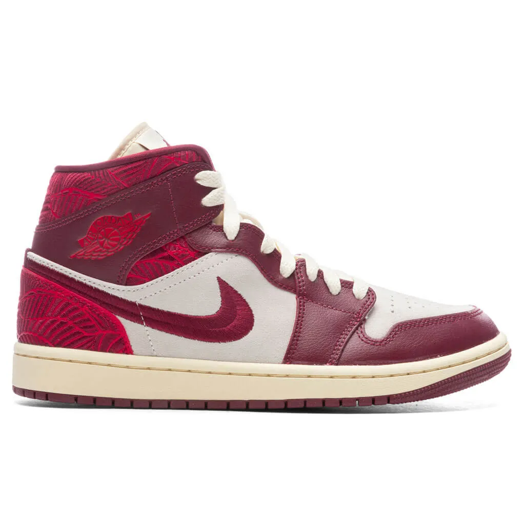 Air Jordan 1 Mid SE Women's Tiki Leaf - Team Red/University Red/Muslin