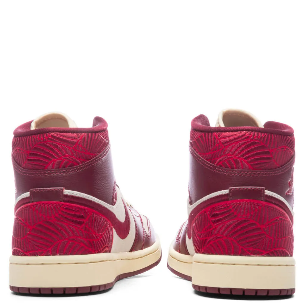 Air Jordan 1 Mid SE Women's Tiki Leaf - Team Red/University Red/Muslin