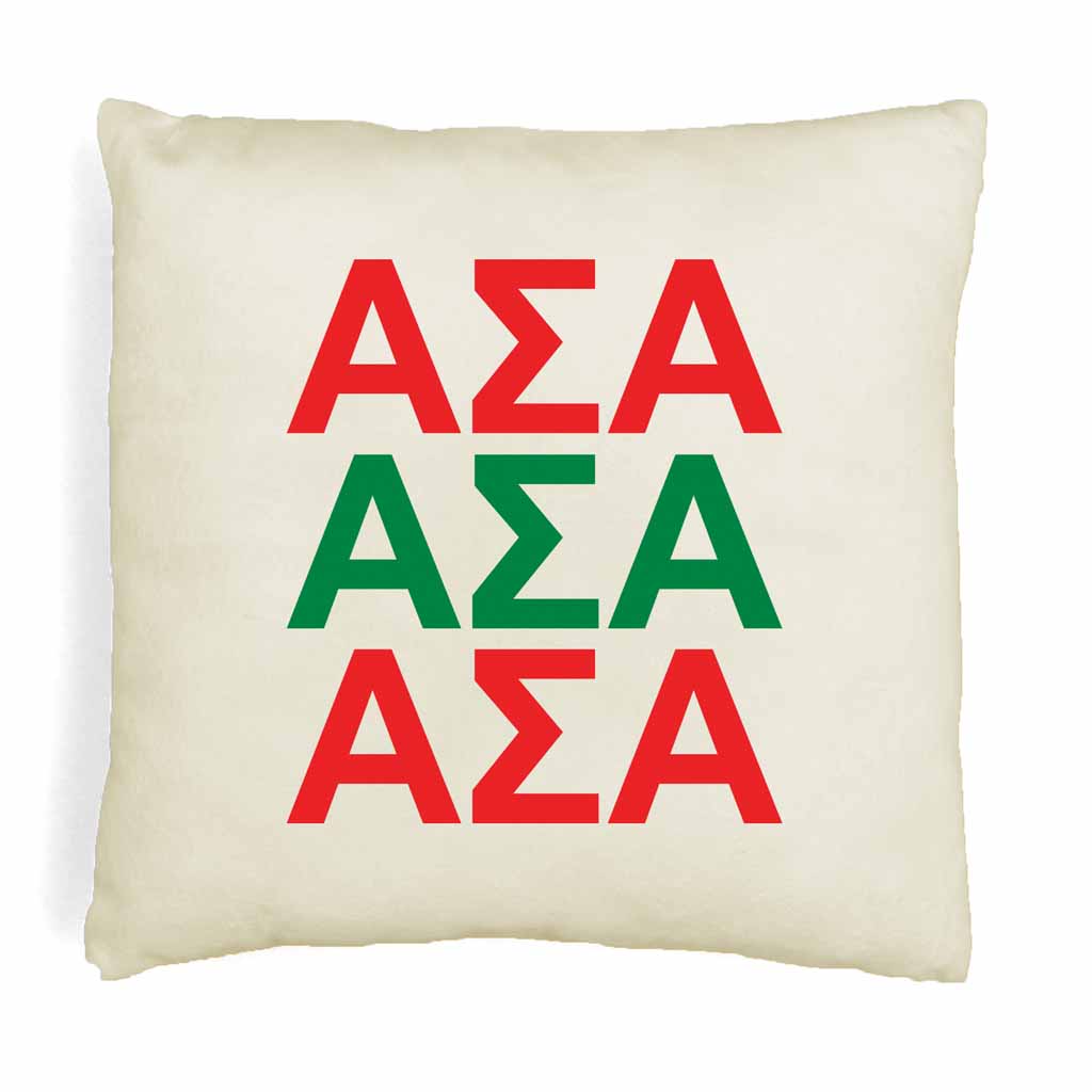 Alpha Sigma Alpha Throw Pillow Cover with Greek Letters