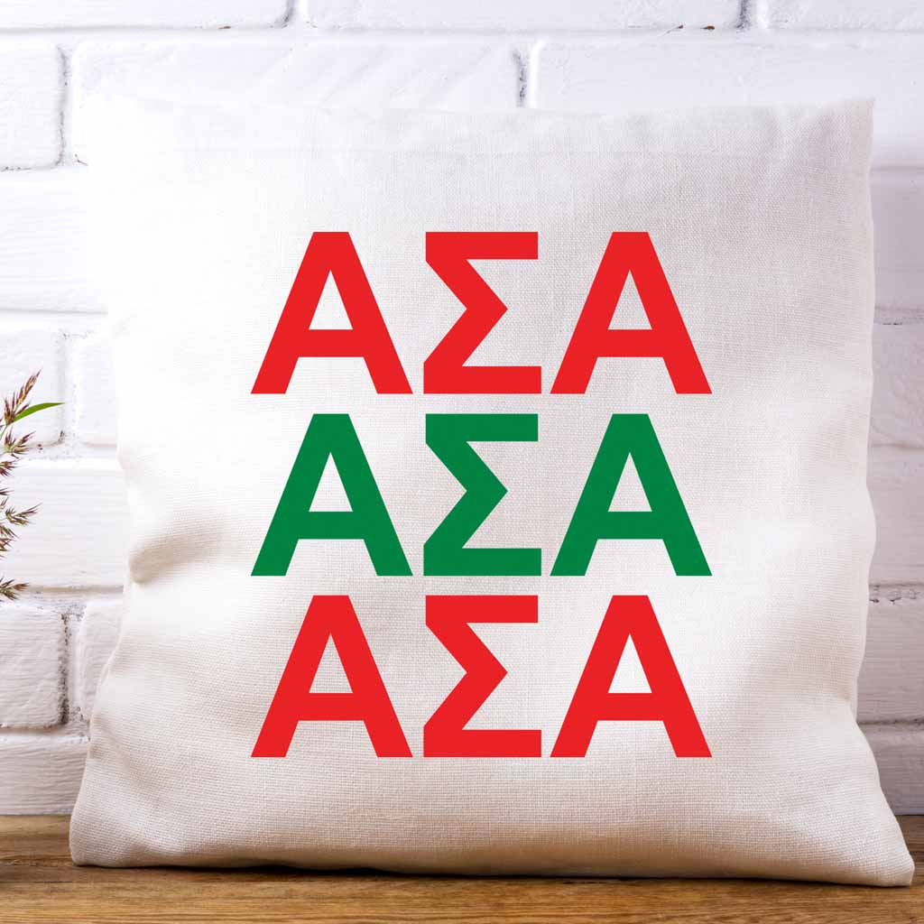 Alpha Sigma Alpha Throw Pillow Cover with Greek Letters