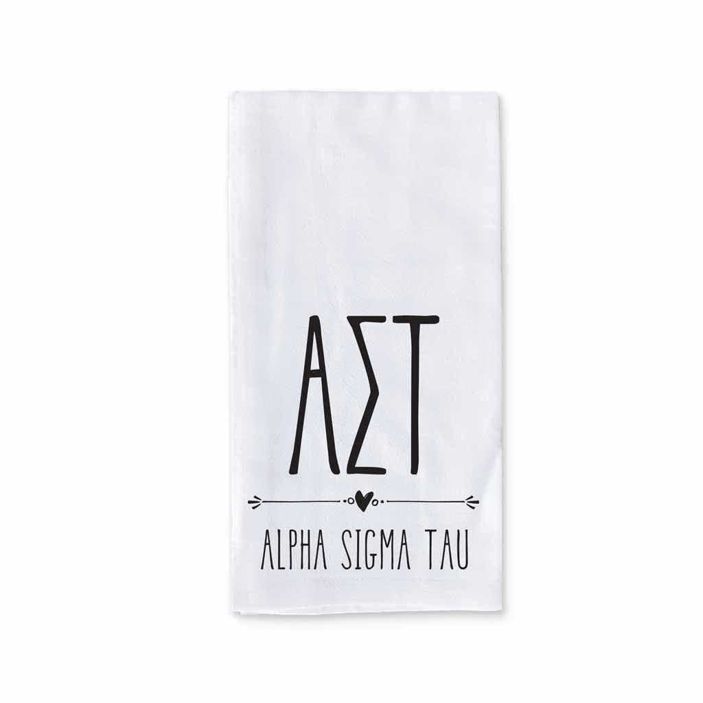 Alpha Sigma Tau Sorority Kitchen Towel with Boho Design