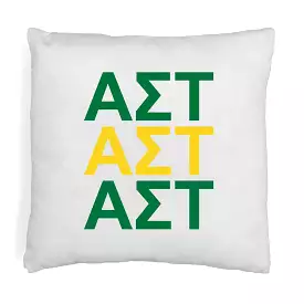 Alpha Sigma Tau Throw Pillow Cover with Greek Letters