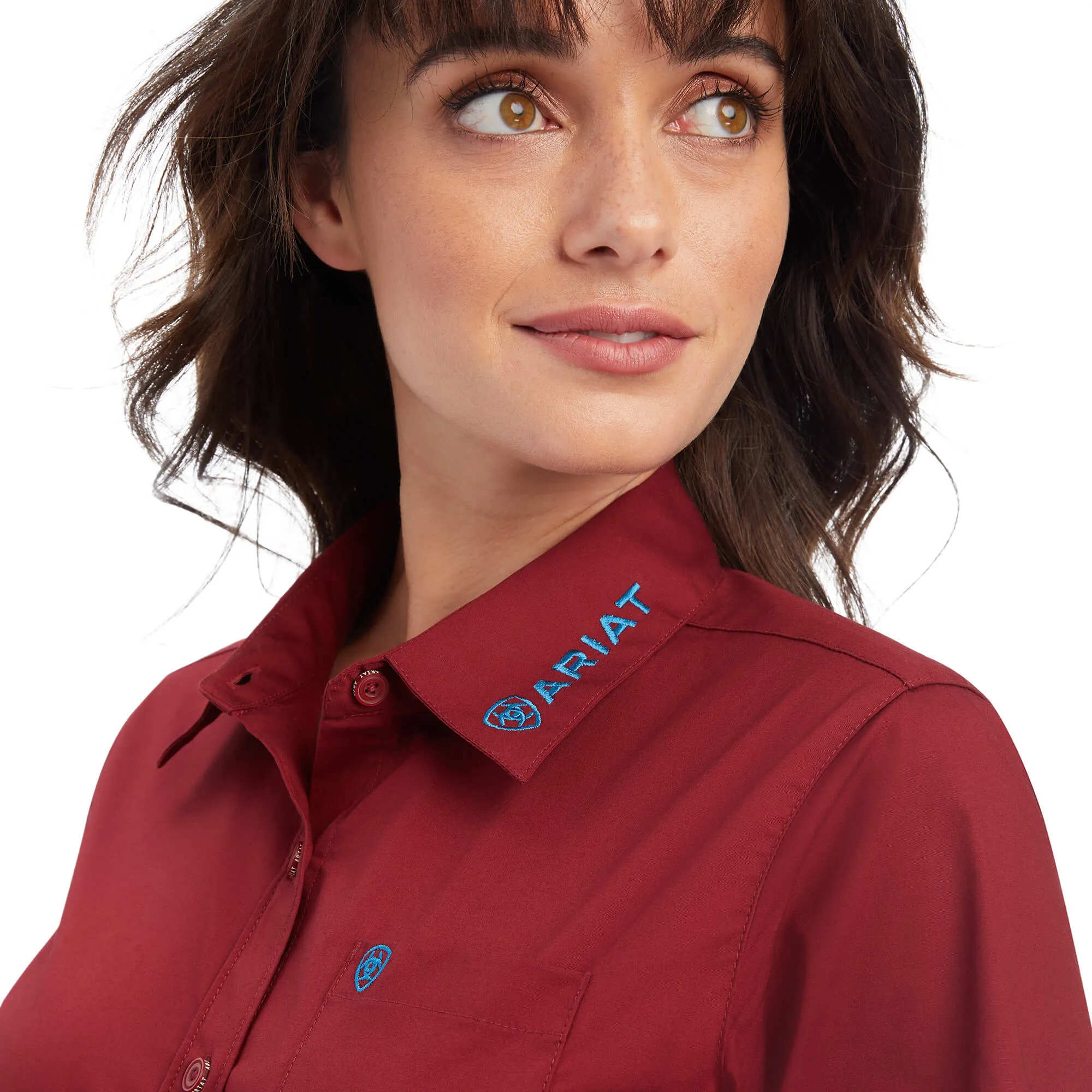 Ariat Women's Team Kirby Rouge Red Long Sleeve Button Down Stretch Shirt 10041434