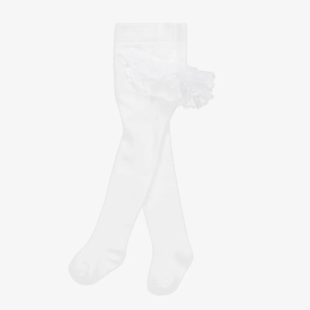 Baby Girls White Frilly Tights