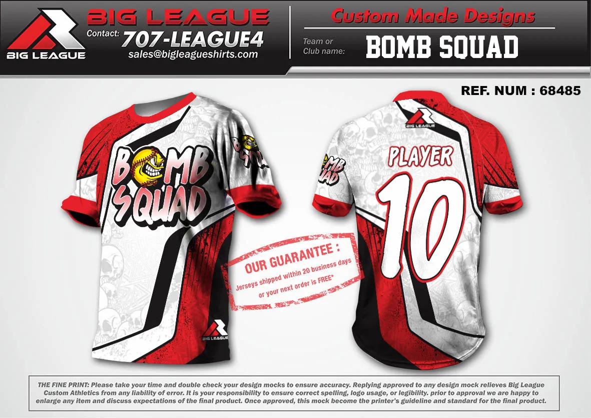 Bomb Squad White/Red - Softball