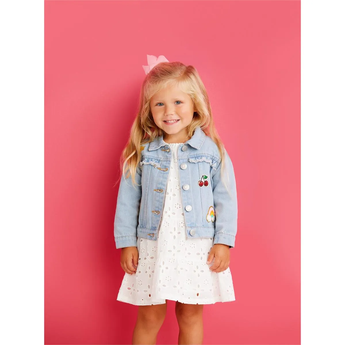 Denim Ruffle Patch Jacket