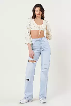 Distressed Wide Leg Jeans