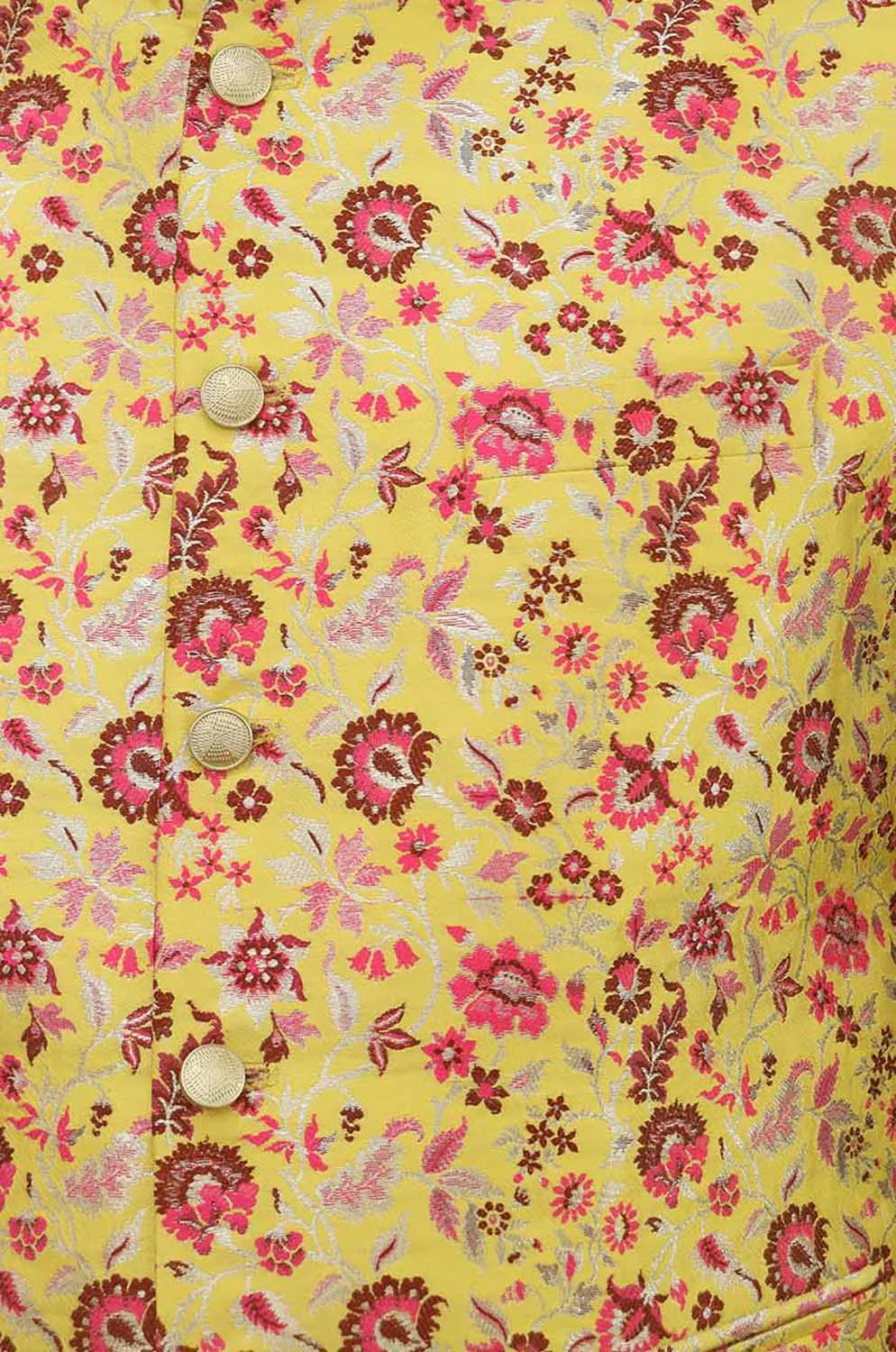 Exquisite Yellow Banarasi Silk Meenakari Floral Jacket: A Captivating Masterpiece