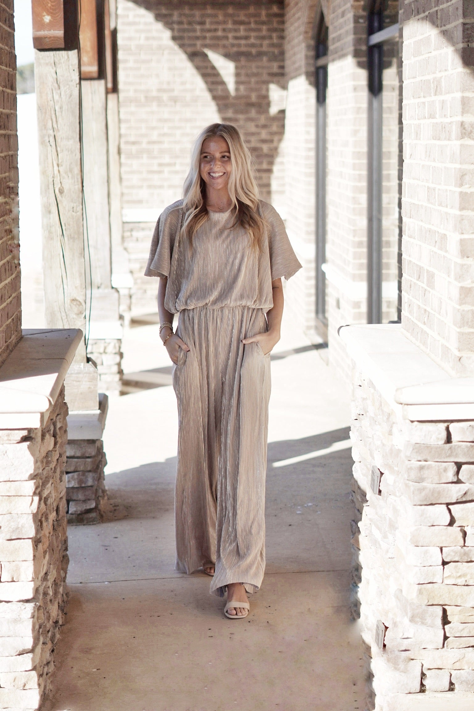 Gal in Gold Metallic Wide Leg Jumpsuit