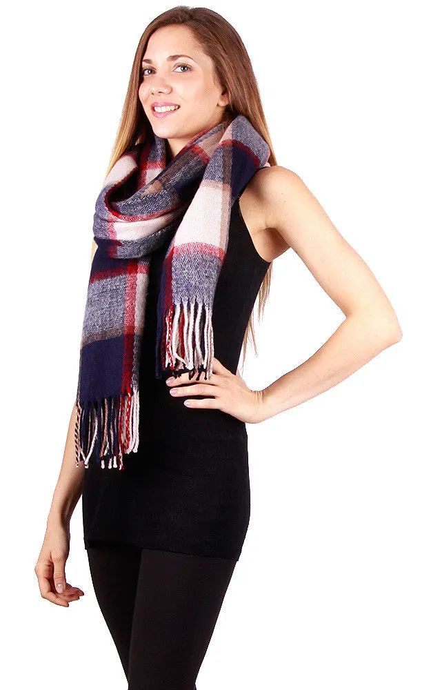 GAO333 Grey Plaid Printed Long Scarf