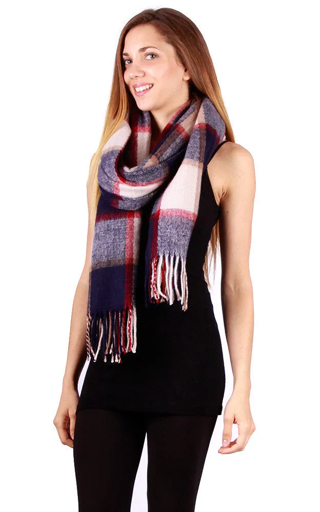 GAO333 Grey Plaid Printed Long Scarf