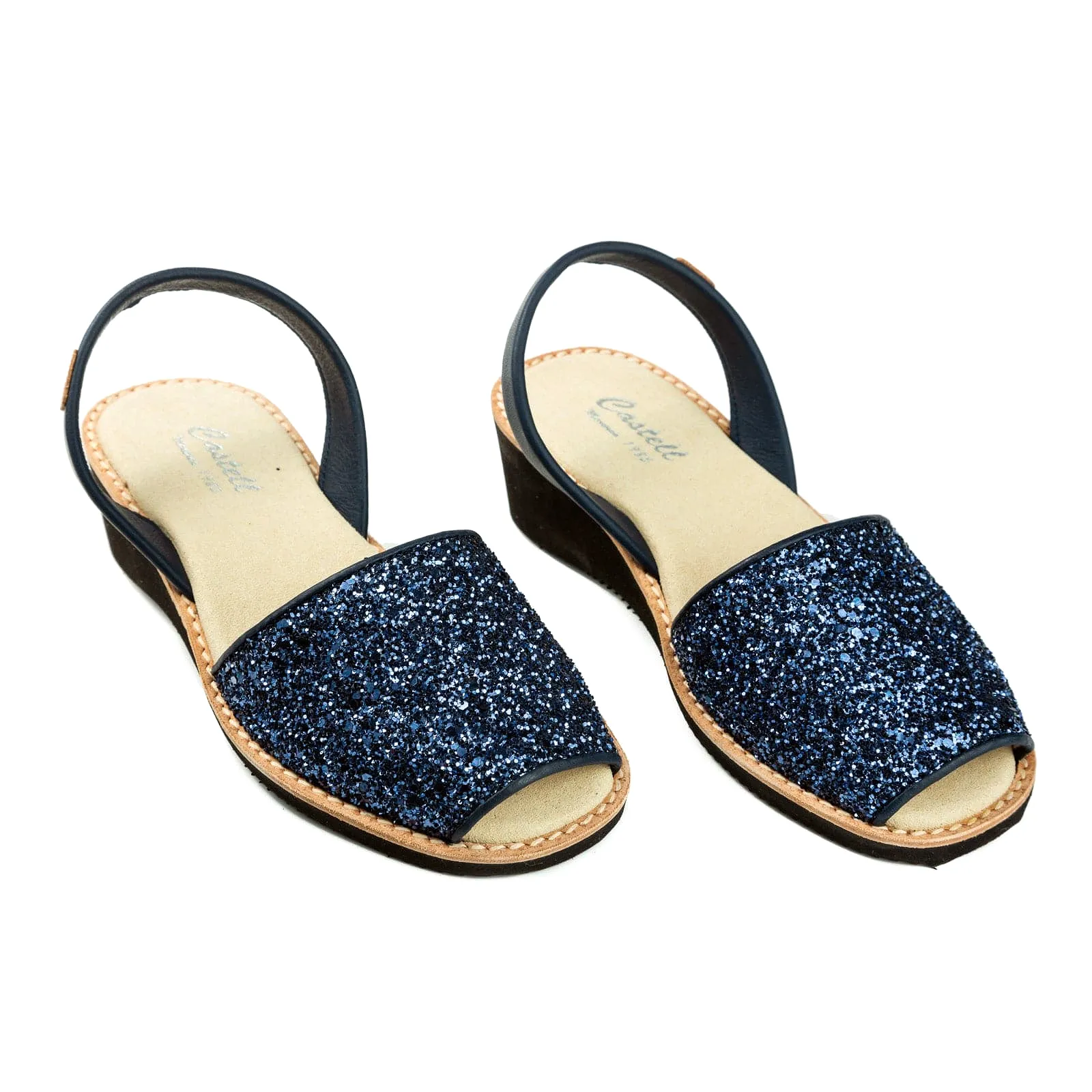 Glitter Leather Menorca Wedge With Open Toe For Women - Kia 1390R