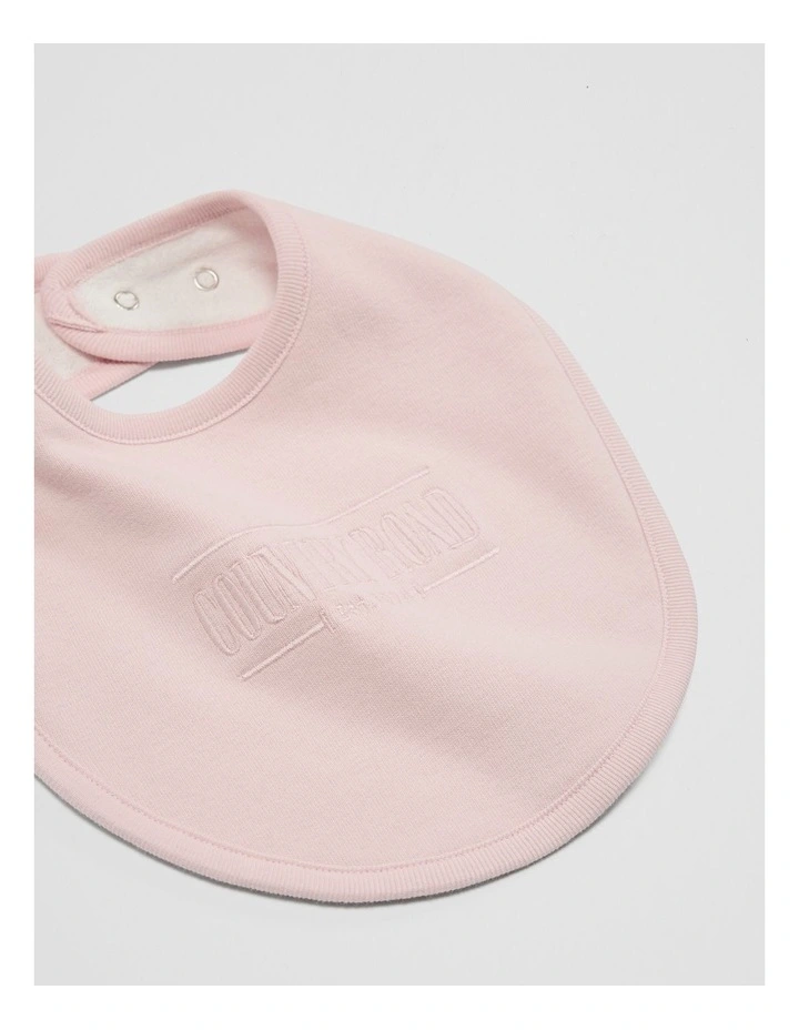 Gots-certified Heritage Embroidered Bib in Mineral Pink