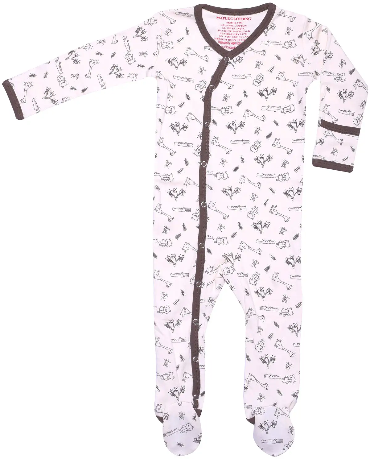 GOTS Certified Organic Cotton Baby Clothes Footed Sleepwear (Giraffe)