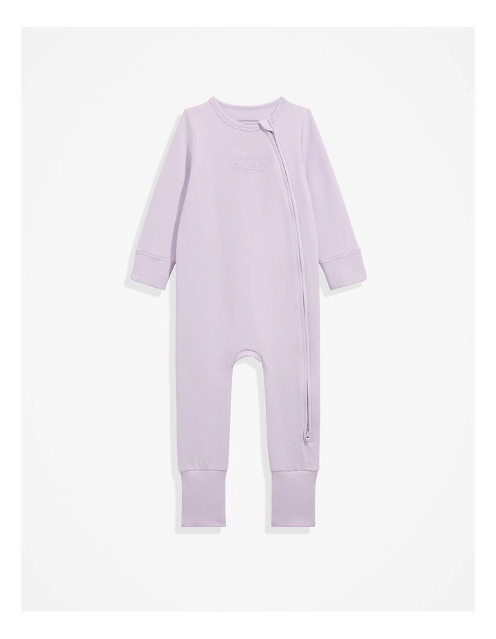 Gots Certified Organic Logo Zip Coveralls in Lilac