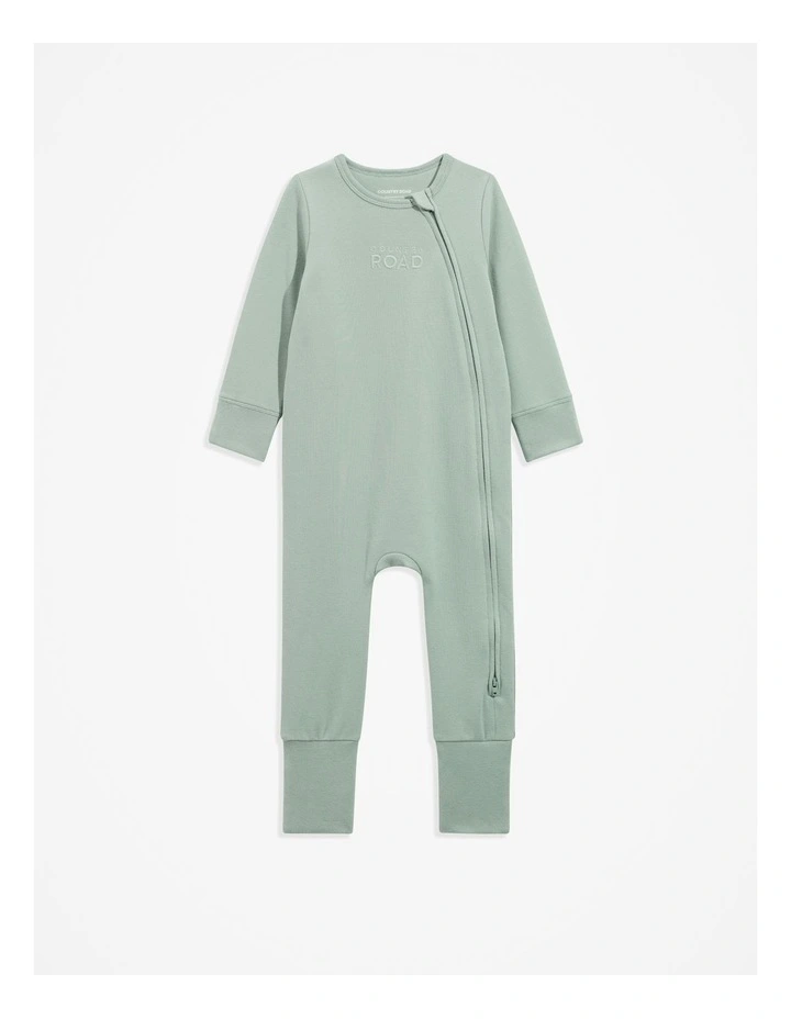 Gots-certified Organic Logo Zip Jumpsuit in Fern