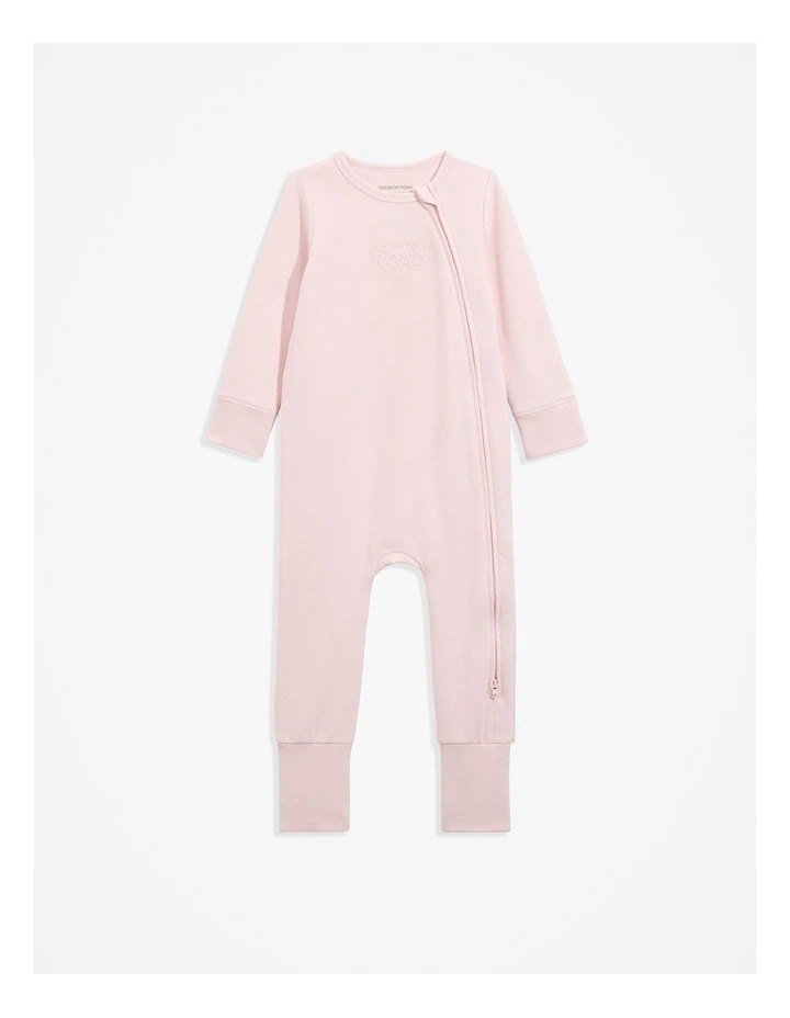 Gots-certified Organic Logo Zip Jumpsuit in Mineral Pink