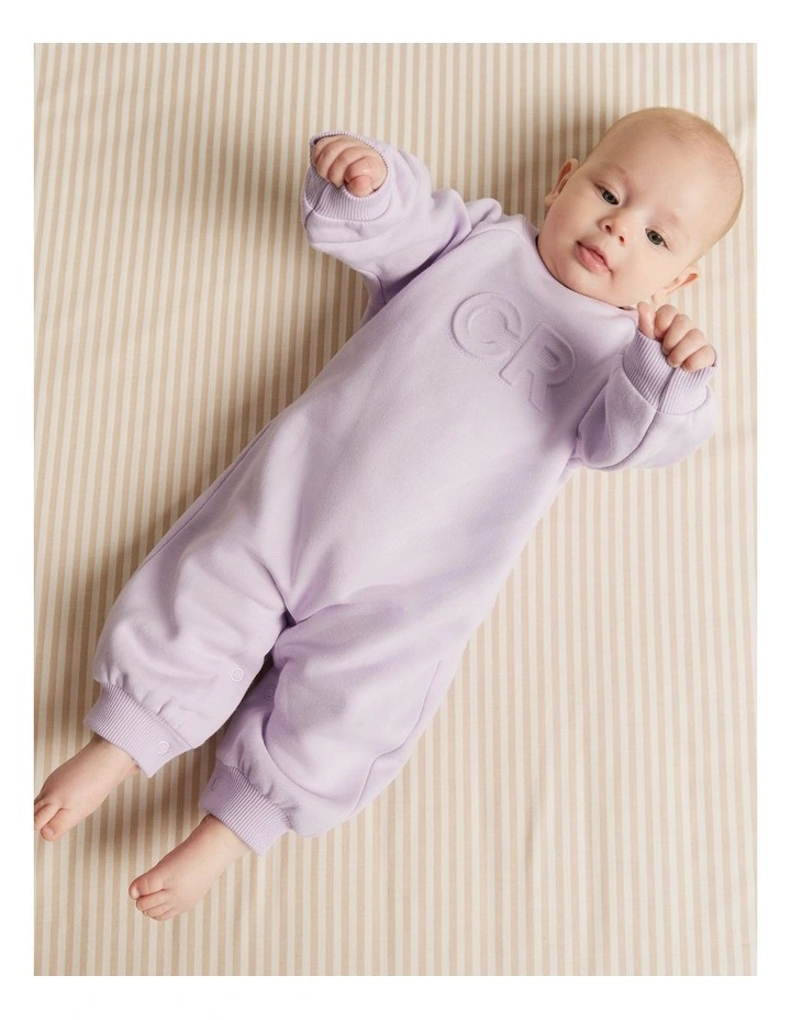 Gots-certified Organic Oversized Logo Jumpsuit in Lilac