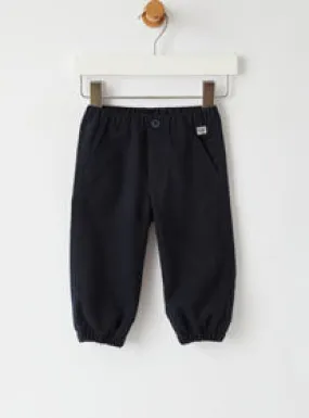 Il Gufo Black Baby Boys Front Pocket Pants w/ Elastic Cuffs