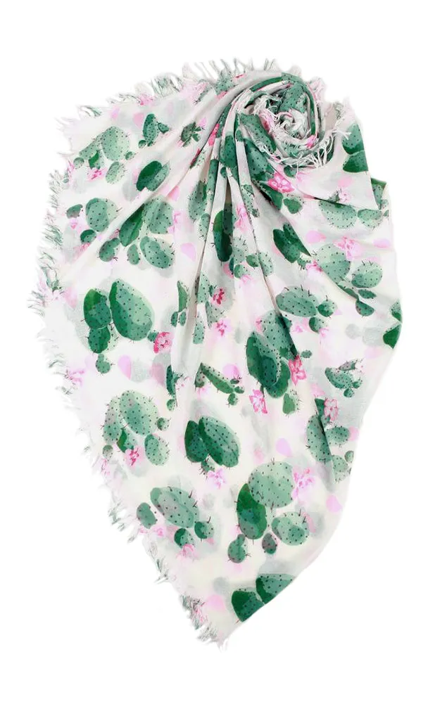 JC021039 100% Cotton Cactus Print Scarf