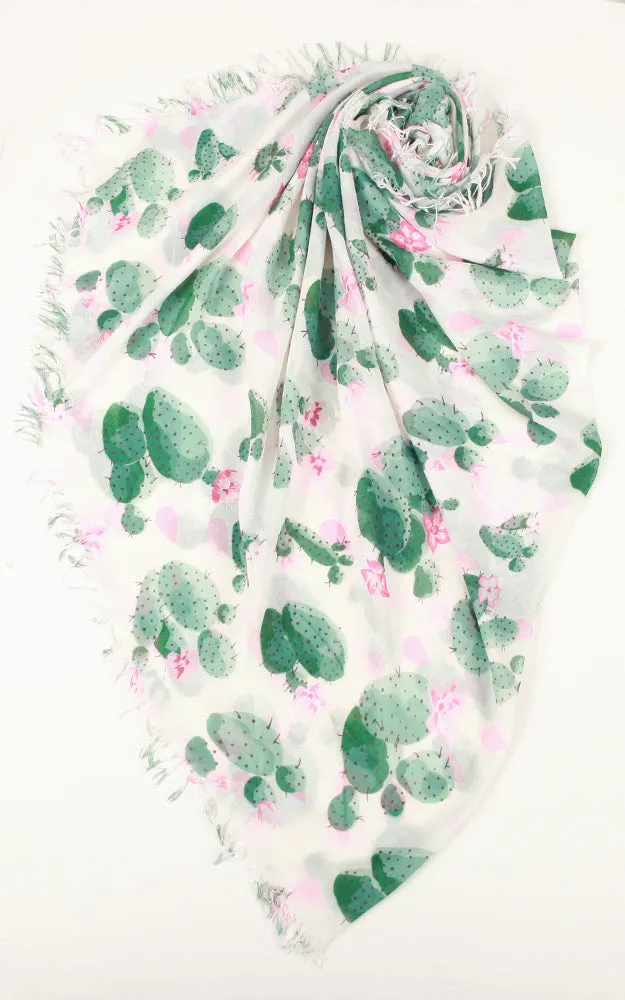 JC021039 100% Cotton Cactus Print Scarf