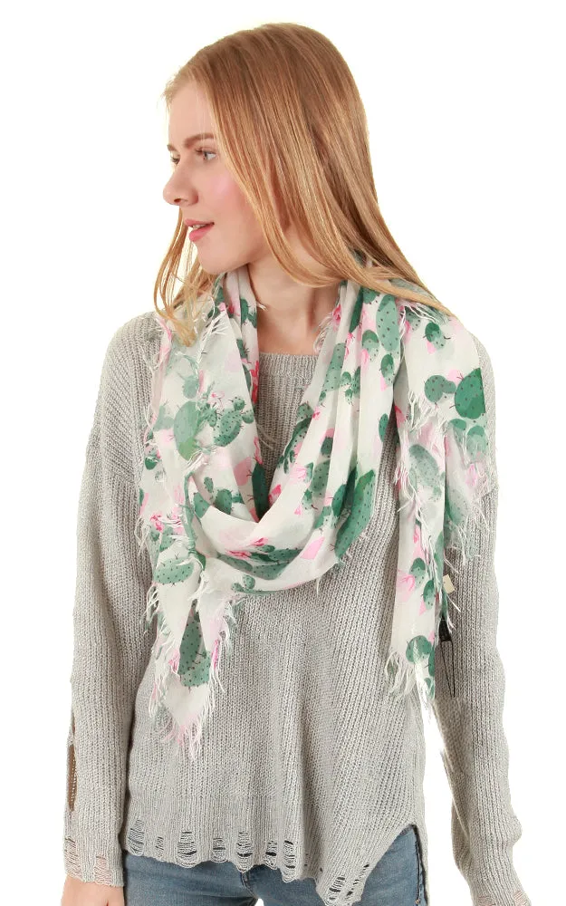 JC021039 100% Cotton Cactus Print Scarf