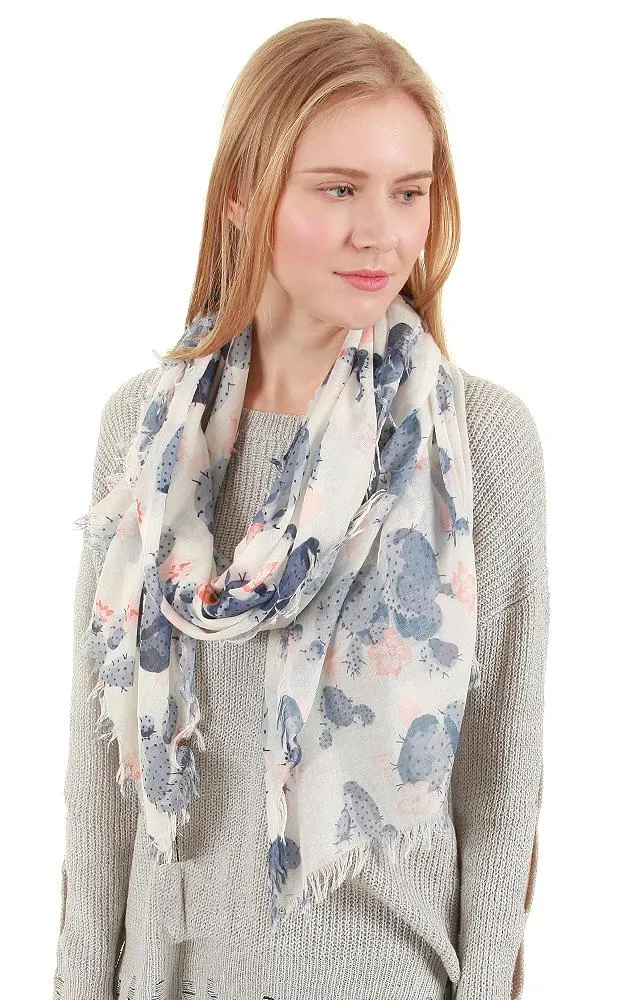 JC021039 100% Cotton Cactus Print Scarf