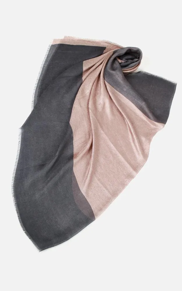 JC022534 Two Tone Print Silk Blended Scarf