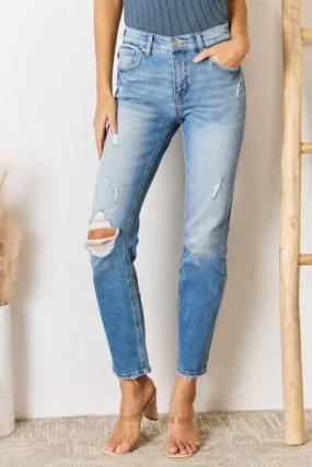 Josephine High Rise Distressed Slim Straight Jeans