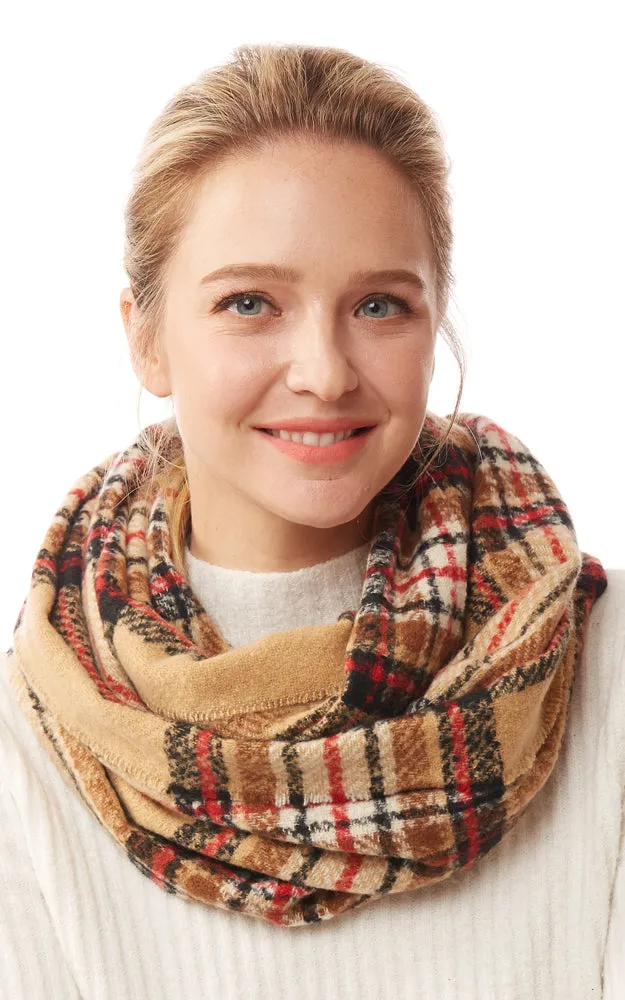 LOF1251 Plaid Soft Infinity Scarf