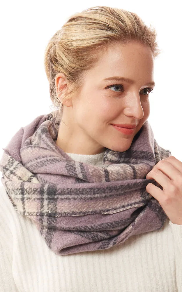 LOF1251 Plaid Soft Infinity Scarf