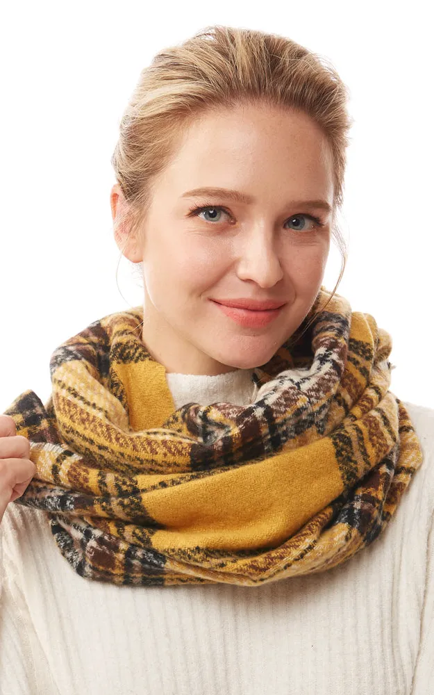 LOF1251 Plaid Soft Infinity Scarf