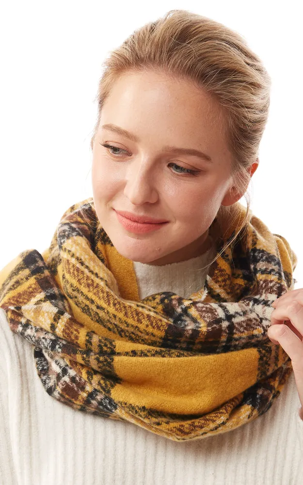 LOF1251 Plaid Soft Infinity Scarf