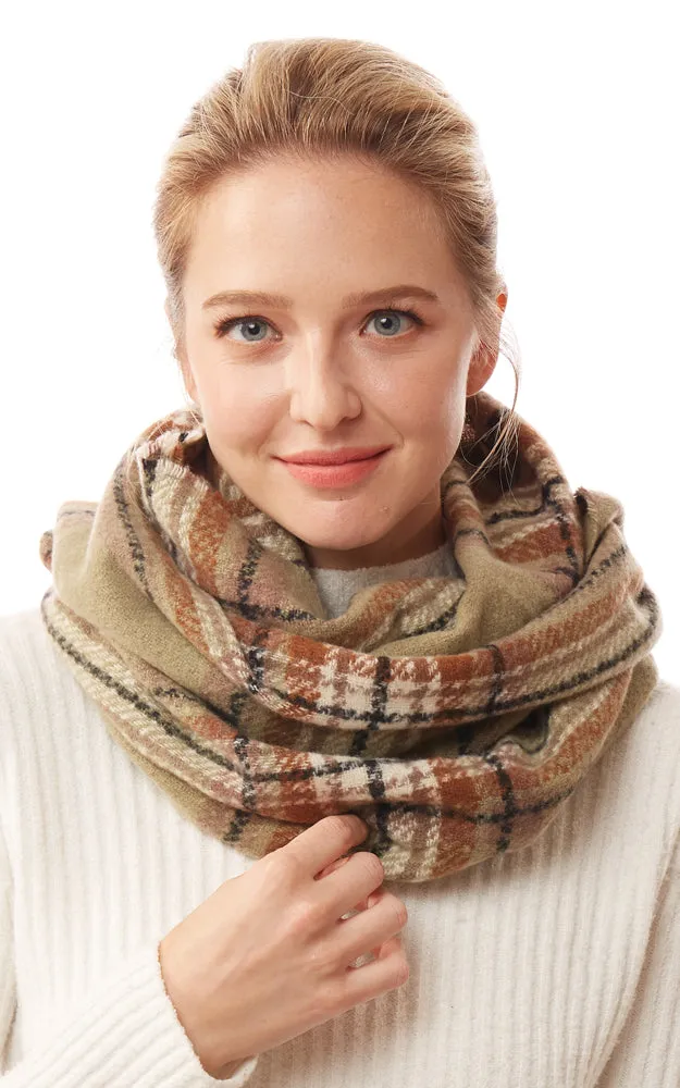 LOF1251 Plaid Soft Infinity Scarf