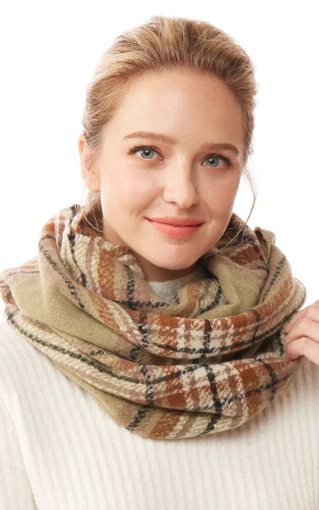 LOF1251 Plaid Soft Infinity Scarf