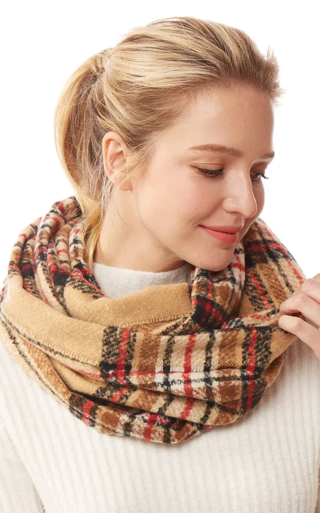 LOF1251 Plaid Soft Infinity Scarf