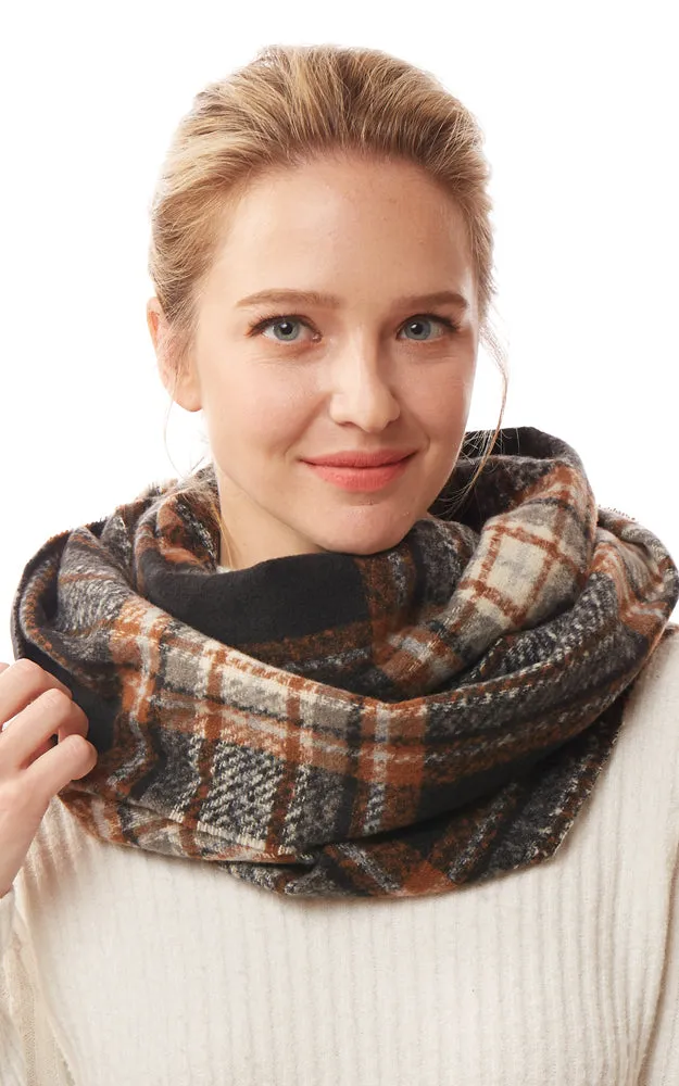 LOF1251 Plaid Soft Infinity Scarf