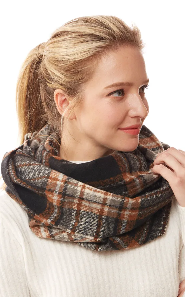 LOF1251 Plaid Soft Infinity Scarf