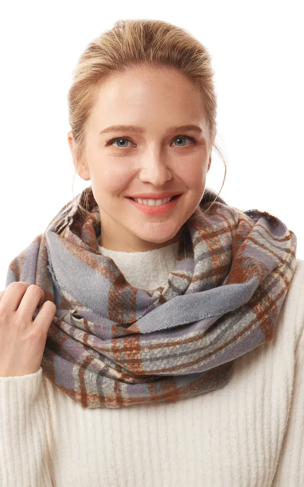 LOF1251 Plaid Soft Infinity Scarf