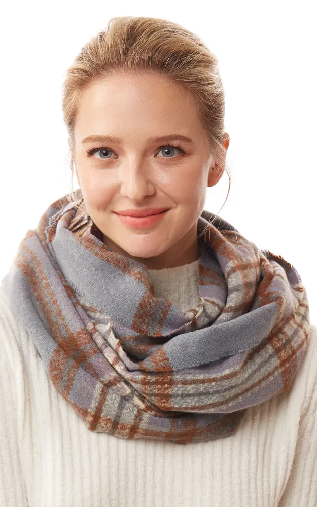 LOF1251 Plaid Soft Infinity Scarf