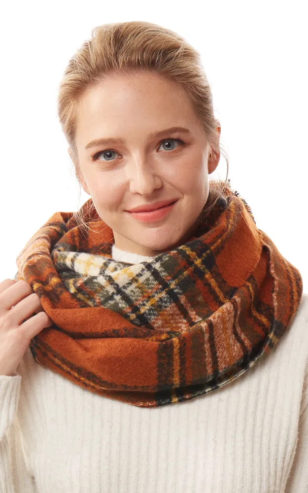 LOF1251 Plaid Soft Infinity Scarf