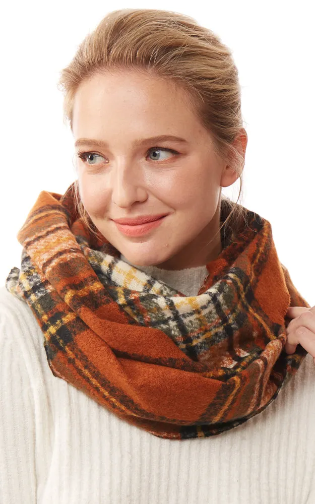 LOF1251 Plaid Soft Infinity Scarf