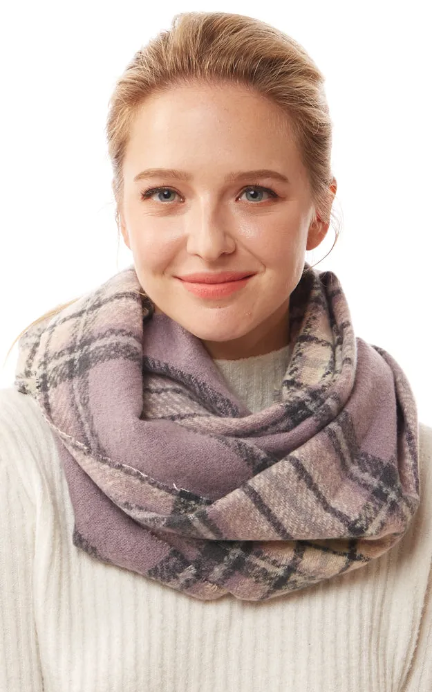 LOF1251 Plaid Soft Infinity Scarf