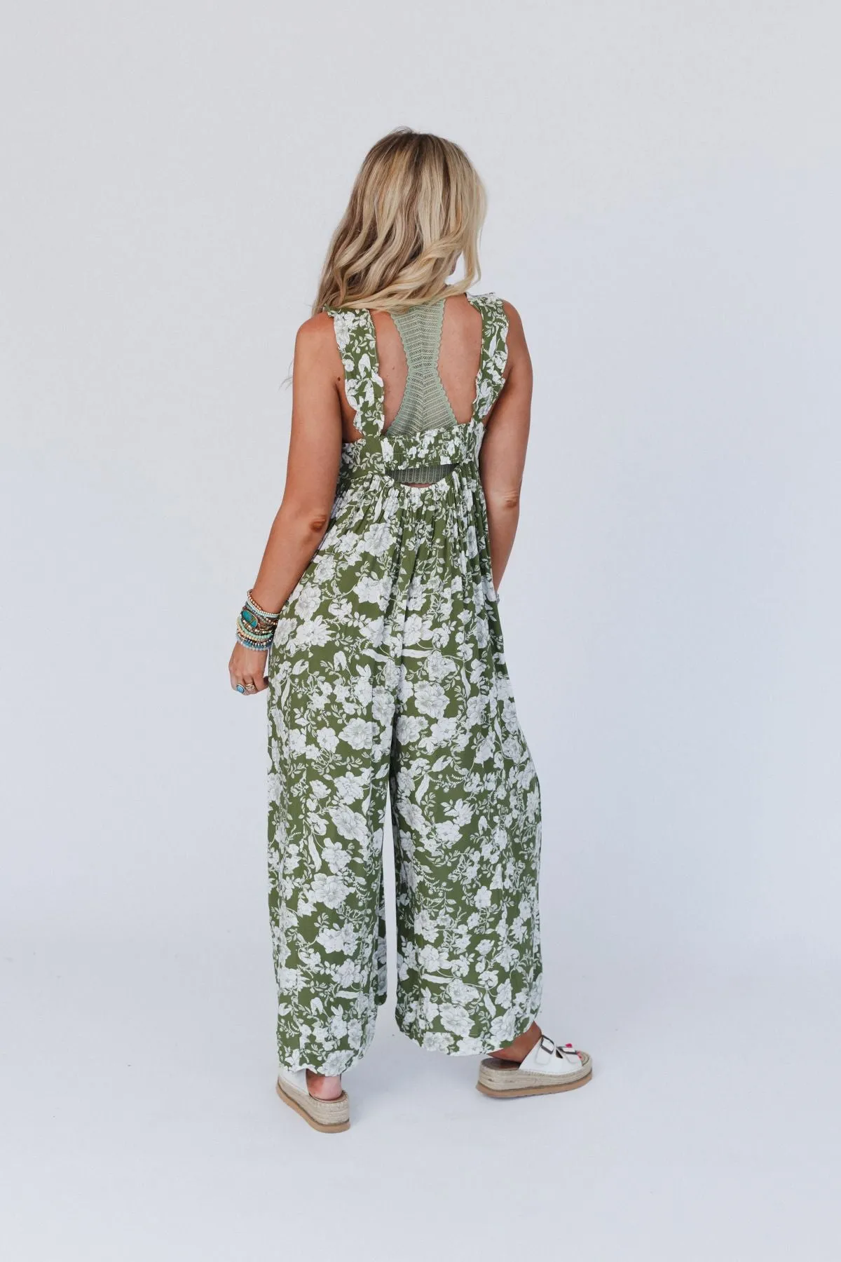 Marin Floral Jumpsuit - Sage