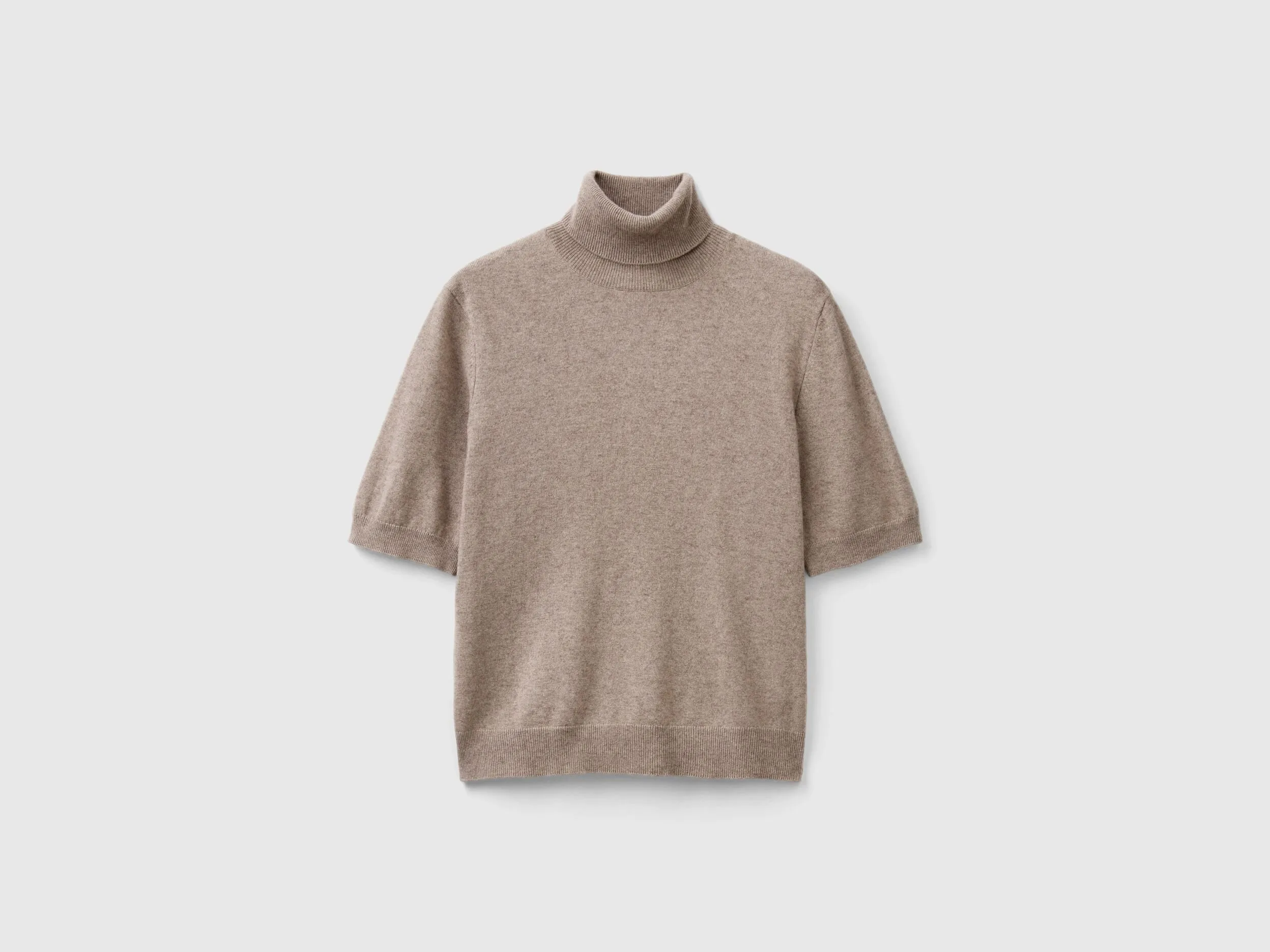 Marl brown short sleeve turtleneck in cashmere blend - Brown | Benetton